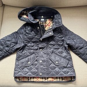 Burberry Quilted Navy Hooded Jacket- 2y